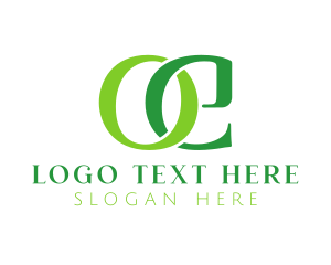 Monogram - Green Letter OE Monogram logo design