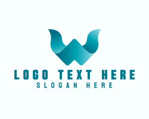 Ribbon - Media Ribbon Letter W logo design