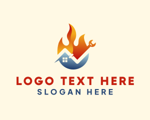 Heat - House Cooling Fire Element logo design