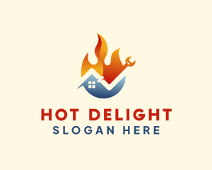 House Cooling Fire Element logo design