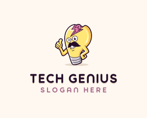 Genius Brain Lightbulb logo design