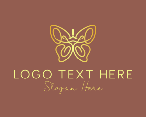 Butterfly - Golden Butterfly Crown logo design