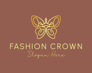 Golden Butterfly Crown logo design