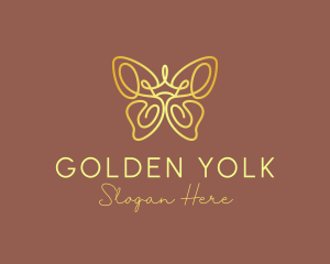 Golden Butterfly Crown logo design