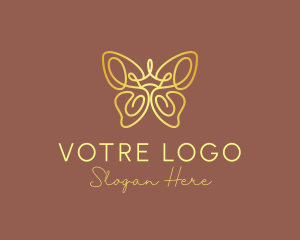 Luxurious - Golden Butterfly Crown logo design