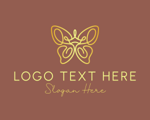 Wings - Golden Butterfly Crown logo design