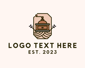 Coffee Grounds - Coffee Grinder Badge logo design