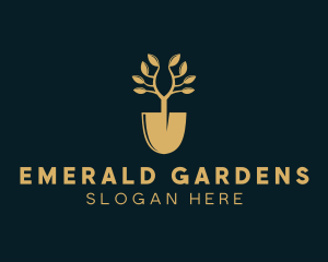 Plant Shovel Gardener Landscaping logo design