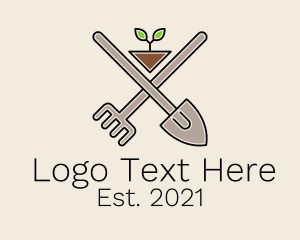 Verdure - Gardening Spade Rake logo design