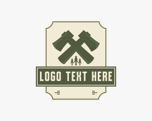 Emblem - Axe Lumberjack Carpentry Workshop logo design