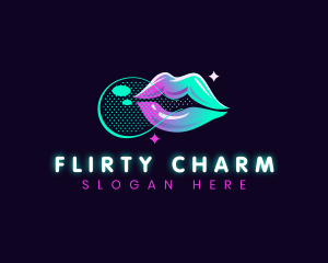 Flirt - Bubble Gum Sexy Lips logo design