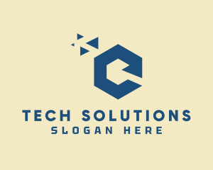 Solutions - Professional Hexagon Letter C logo design