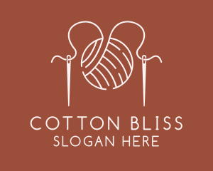 Cotton - Yarn Ball Needle logo design