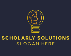 Scholar - Yellow Lightbulb Man logo design