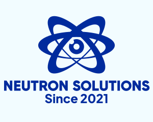 Neutron - Science Atom Eye logo design