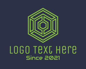 Labyrinth - Tech Hexagon Maze logo design