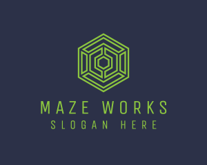 Maze - Tech Hexagon Maze logo design