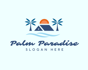 Palm Tree Sun House logo design