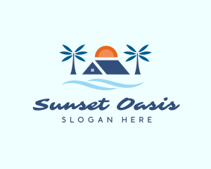 Palm Tree Sun House logo design