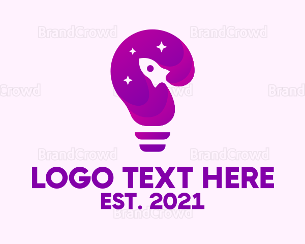 Purple Rocket Light Bulb Logo