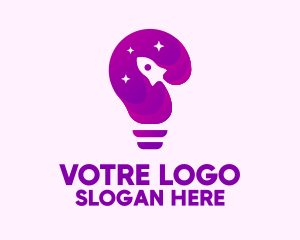 Purple Rocket Light Bulb  Logo