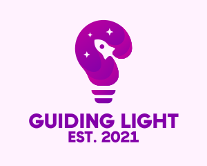 Purple Rocket Light Bulb  logo design