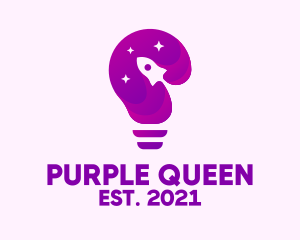 Purple Rocket Light Bulb  logo design