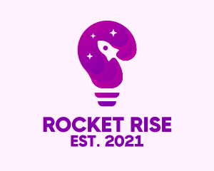 Purple Rocket Light Bulb  logo design