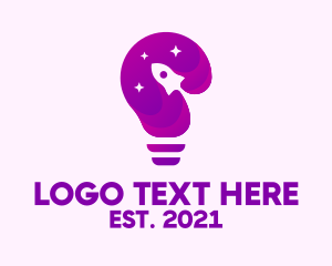 Galactic - Purple Rocket Light Bulb logo design