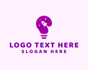 Galactic - Purple Rocket Light Bulb logo design