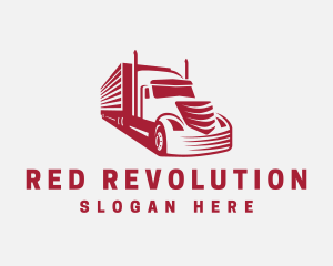 Red Logistics Freight Truck  logo design