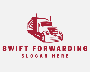 Red Logistics Freight Truck  logo design