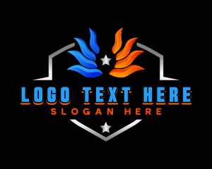 Warm - Heating Cooling HVAC logo design