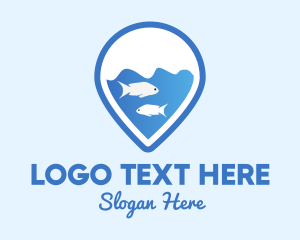 Blue Wave - Fishes Location Pin logo design