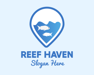 Reef - Fishes Location Pin logo design