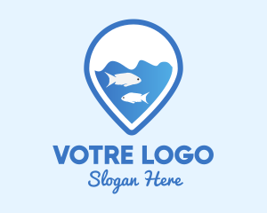 Aquarium - Fishes Location Pin logo design