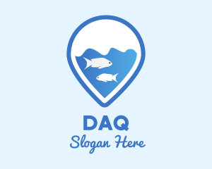 Map - Fishes Location Pin logo design