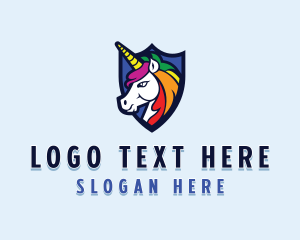 Lesbian - Mythical Unicorn Shield logo design