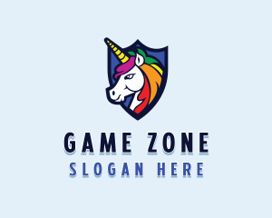 Mythical Unicorn Shield logo design