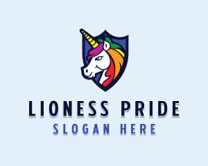 Mythical Unicorn Shield logo design