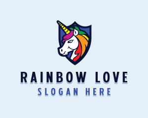 Mythical Unicorn Shield logo design