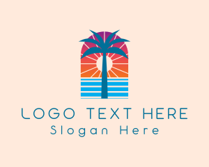 Sun - Palm Sunset Ocean logo design