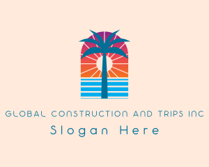 Palm Sunset Ocean Logo