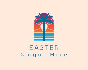 Tourism - Palm Sunset Ocean logo design
