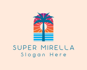 Sea - Palm Sunset Ocean logo design