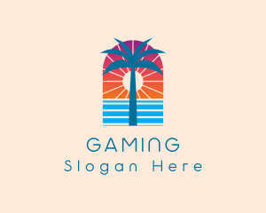 Beach - Palm Sunset Ocean logo design