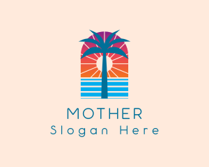 Adventure - Palm Sunset Ocean logo design