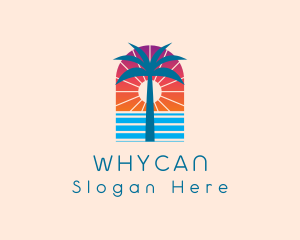 Resort - Palm Sunset Ocean logo design