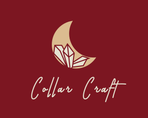 Moon Crystal Gemstone logo design