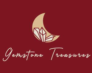 Moon Crystal Gemstone logo design